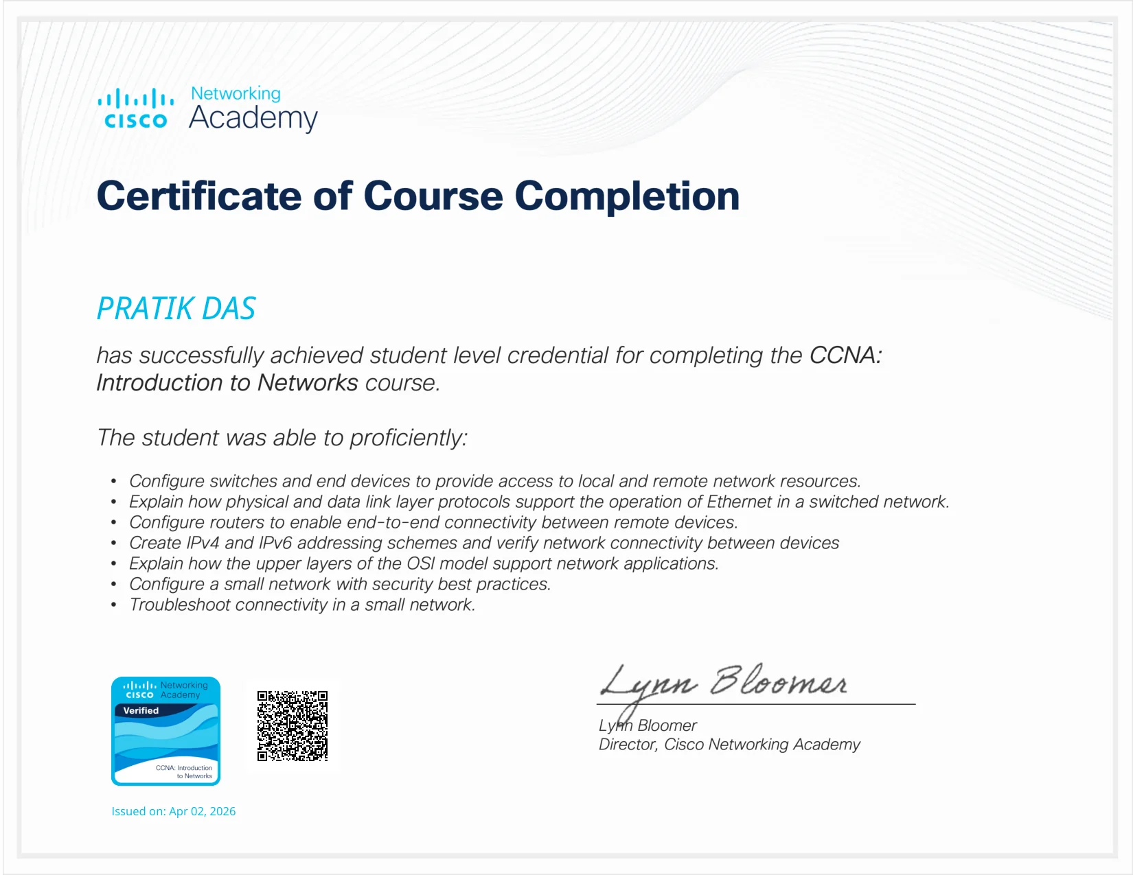 CCNA ITN Certificate